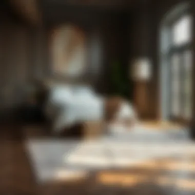 Cozy Bedroom with Stylish Rug A cozy bedroom featuring a stylish rug