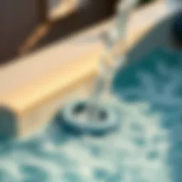 Close-up view of a jacuzzi jet with water flowing