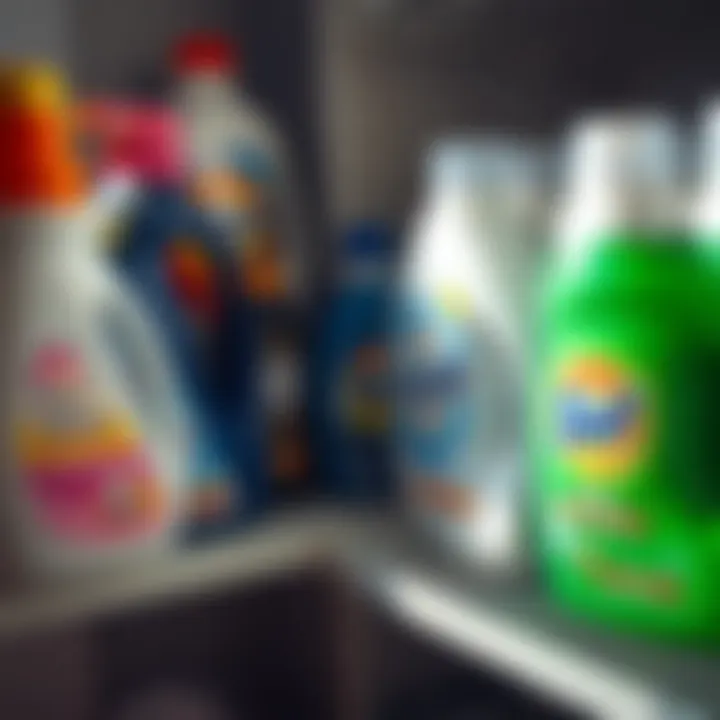 Variety of laundry detergents on a shelf