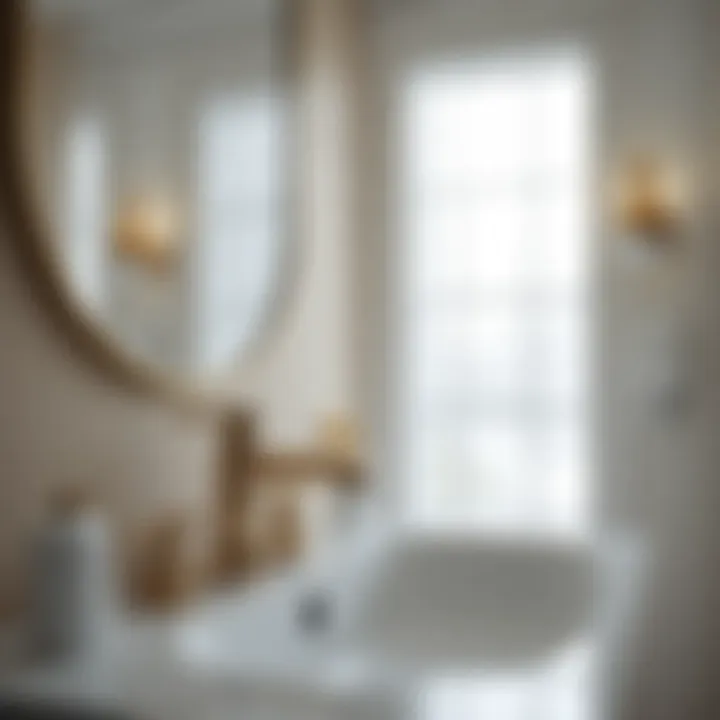 Chic Faucet in an Elegant Bathroom Aesthetic bathroom featuring a chic faucet with an integrated pop-up drain