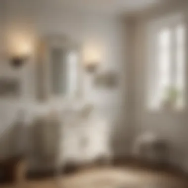 A well-organized bathroom with antique white medicine cabinet