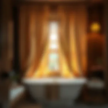 Cozy Vibes: Rustic Bathroom Curtain Ideas Rustic fabric curtains enhancing a cozy bathroom atmosphere