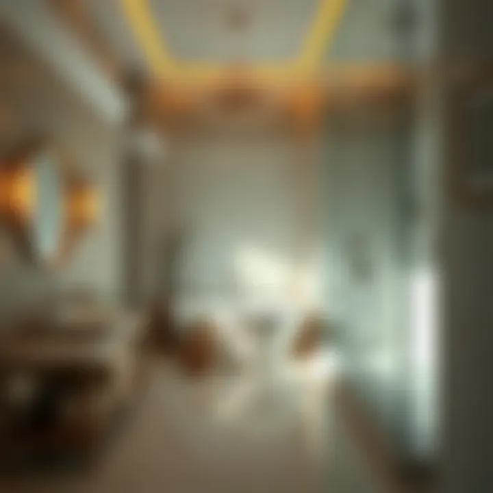 Elegant spa-like bathroom showcasing natural materials and lighting