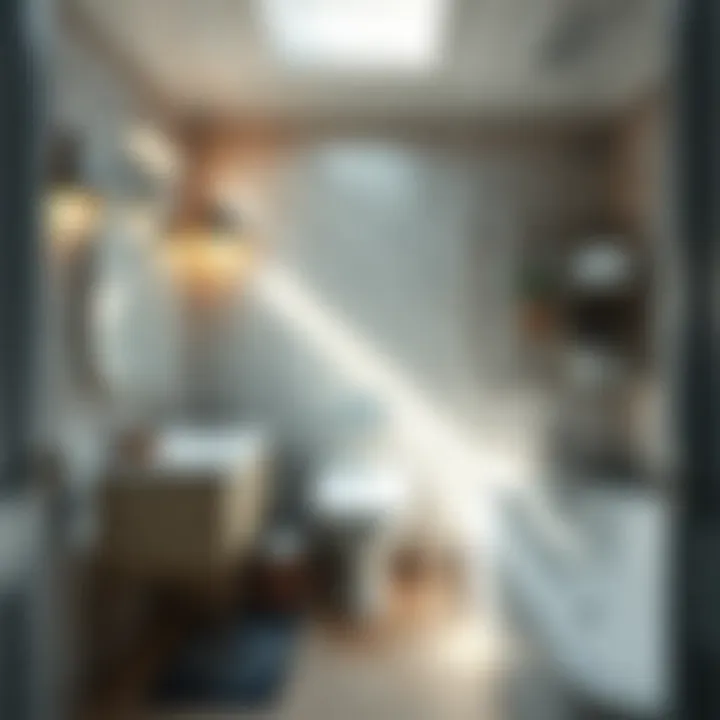 Functional bathroom layout optimizing space for storage and accessibility