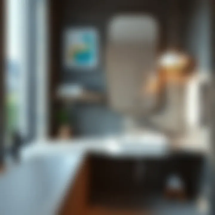 Integrated Sink Design in Stylish Bathroom Stylish bathroom with an integrated sink design