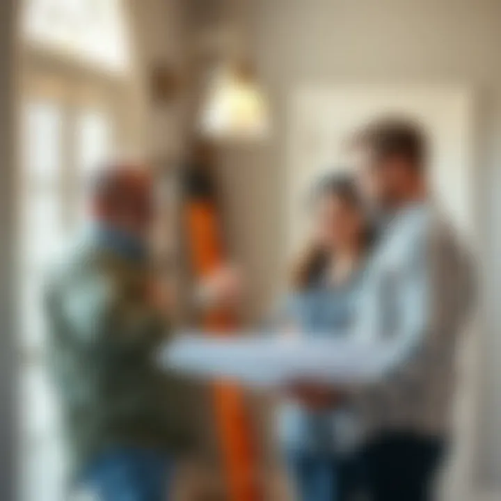 A skilled contractor discussing renovation plans with homeowners