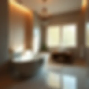 A serene spa-like bathroom featuring wellness elements and natural light