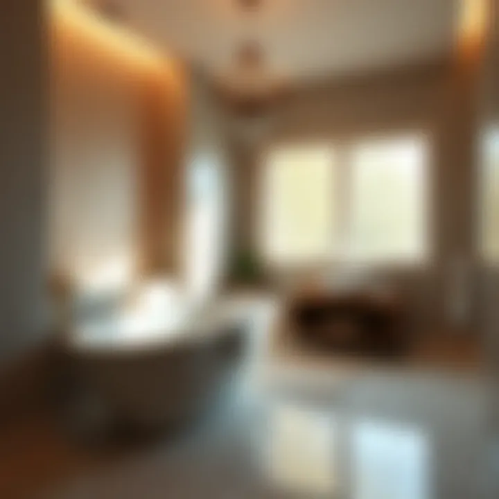 A serene spa-like bathroom featuring wellness elements and natural light