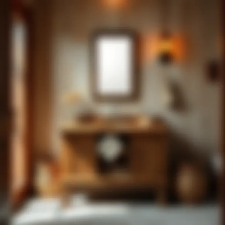 Rustic bathroom vanity crafted from reclaimed wood, adding charm and warmth