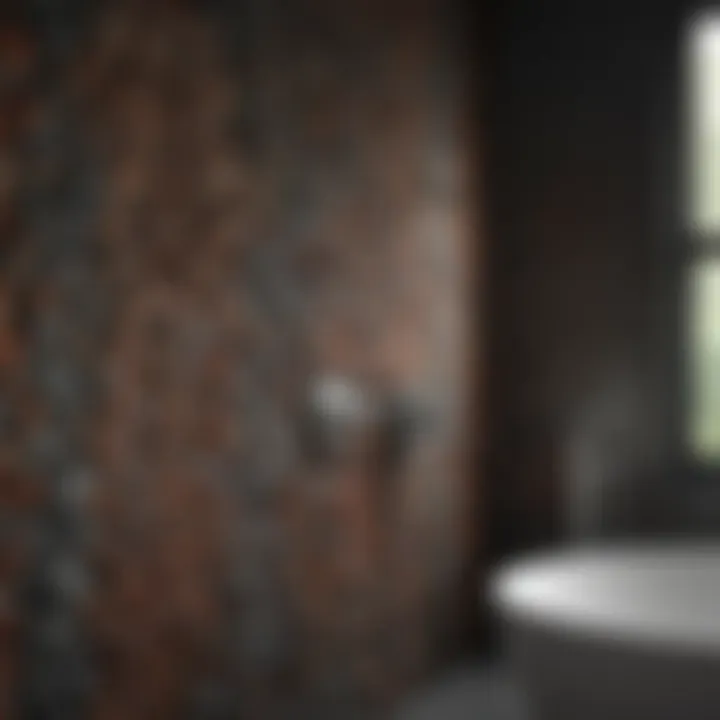 Close-up of innovative wall materials for bathrooms