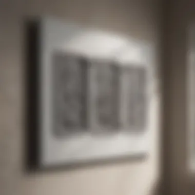 Close-up view of louvers on a bathroom exhaust fan