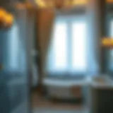 Elegant bathroom window showcasing sheer curtains