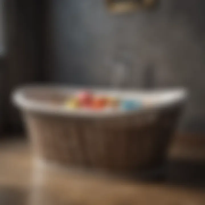 Elegant bathtub basket for toy storage