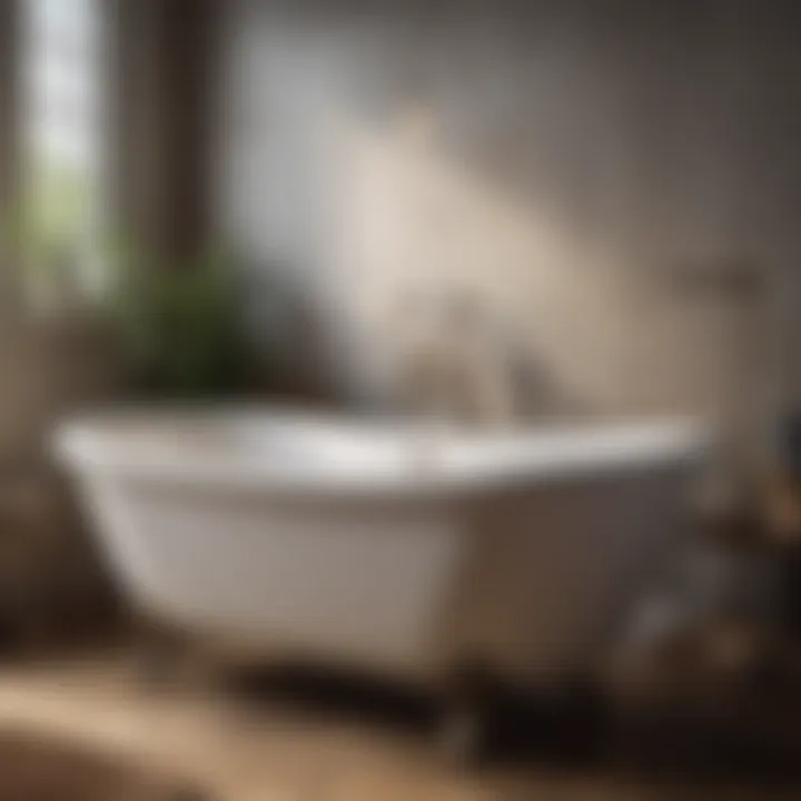 A stylish bathtub holder with candles and bath accessories