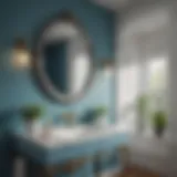 Calming blue tones that enhance relaxation in a bathroom.