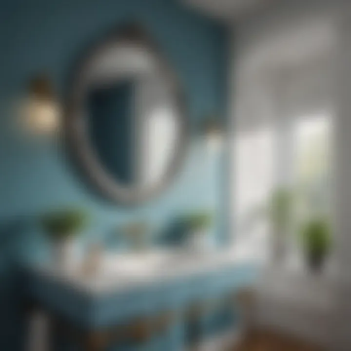 Calming blue tones that enhance relaxation in a bathroom.