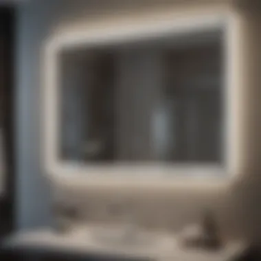 Bright LED Lights Illuminating Stylish Bathroom Mirror Bright LED lights illuminating a stylish bathroom mirror