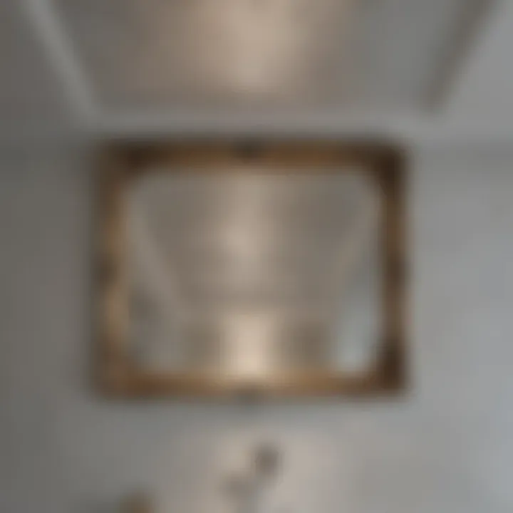 Close-up of installation techniques for ceiling mirrors