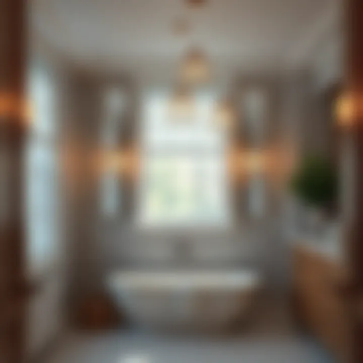 Sophisticated Design with Luxurious Chrome Pendants Luxurious chrome pendant lights enhancing a sophisticated bathroom design