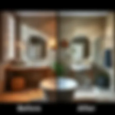 Before and after comparison of cleaned stone tiles