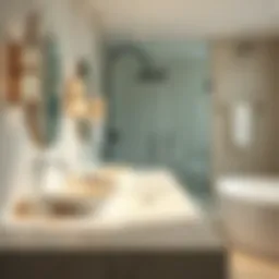 Sparkling quartz countertop in a modern bathroom