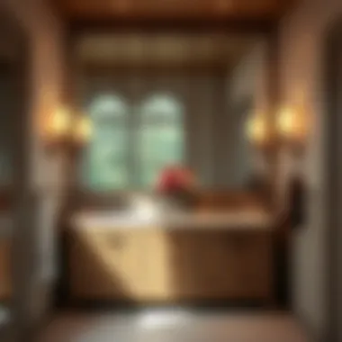 Sophisticated Vanity with Dual Sinks Elegant bathroom showcasing a dual sink vanity and sophisticated lighting