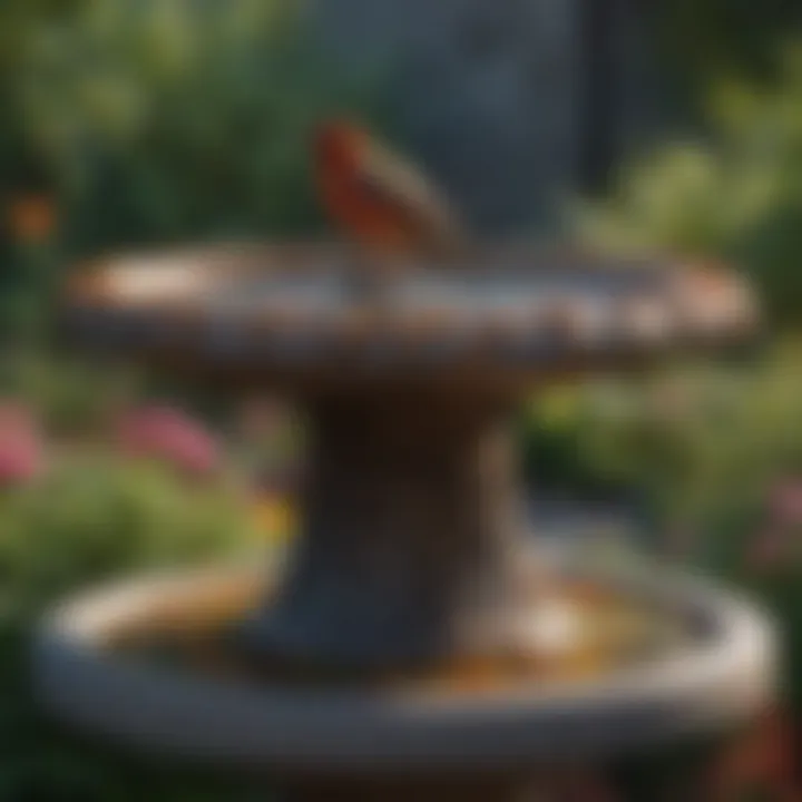 Beautifully maintained outdoor bird bath showcasing vibrant colors