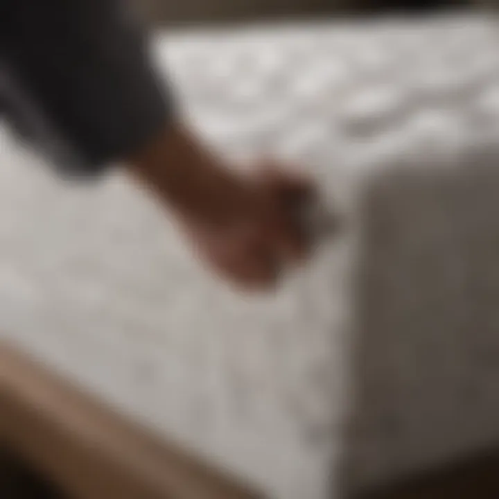 Close-up of maintenance techniques for a fold-up guest mattress