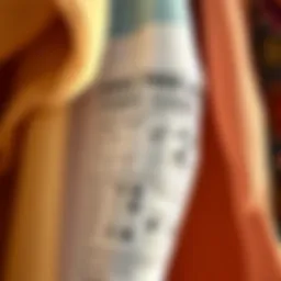 Close-up of various fabric care labels