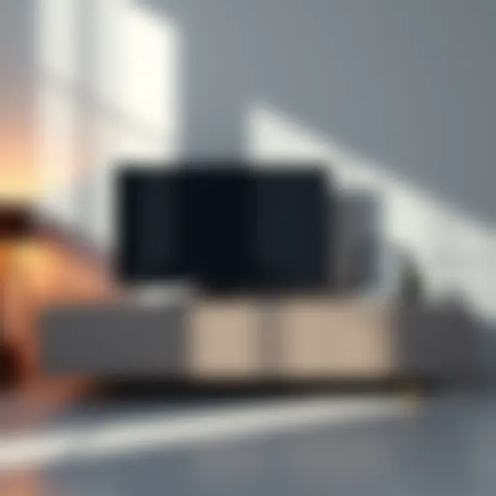 Contemporary Shallow TV Stand Contemporary shallow TV stand with modern aesthetic