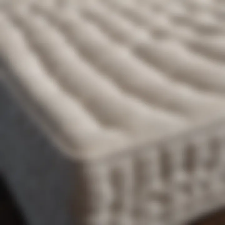 A close-up of mattress materials emphasizing comfort