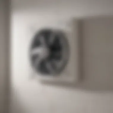 An illustration showing the installation process of a vent fan in a bathroom.