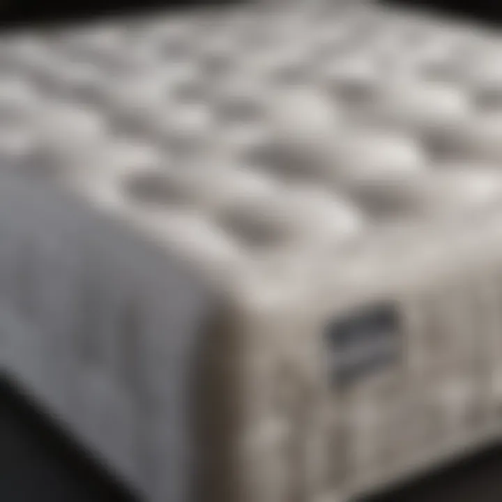 Close-up view of mattress features such as memory foam and support layers.