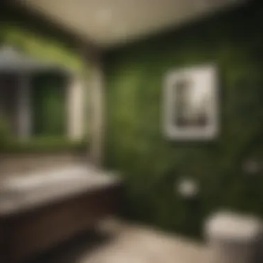Lush Green Moss Wall Lush green moss wall in a modern bathroom setting