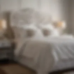 Elegant white wicker bed adorned with soft linens