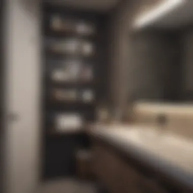 Stylish Storage in Narrow Bathroom Stylish storage solutions in a narrow bathroom space