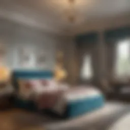 Stylishly designed siblings bedroom with distinct areas for each child