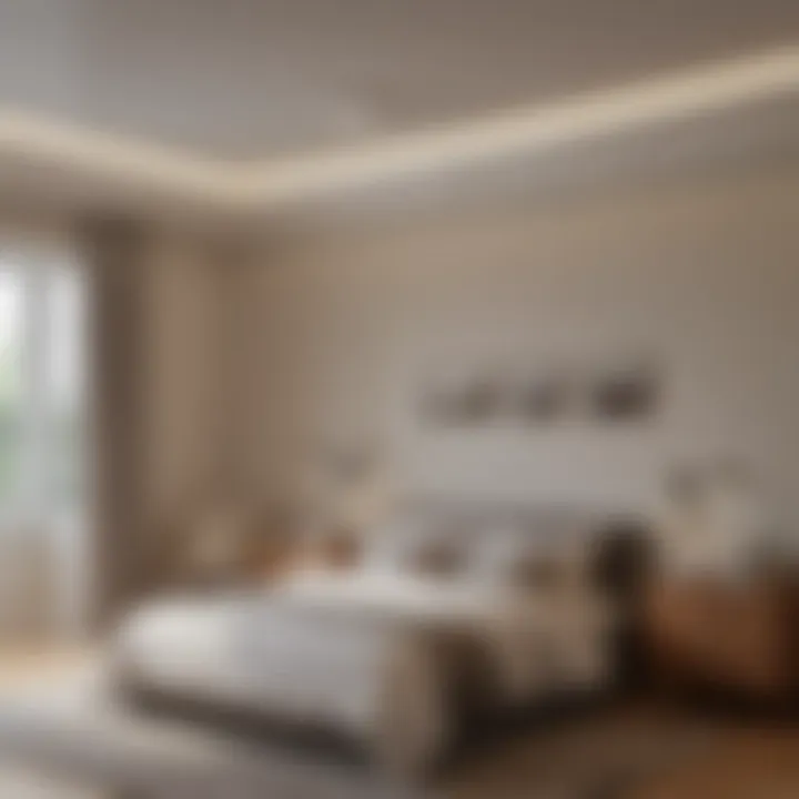 Diagram showing recessed light placement in a bedroom