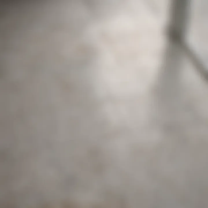 Close-up of pristine bathroom tile floor reflecting light