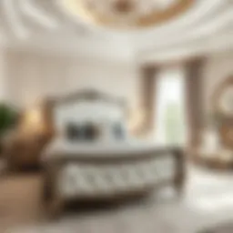 Elegant king size bed set in a chic bedroom