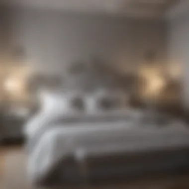 Serene Bedroom with Silver Accents A serene bedroom with silver accents and ambient lighting