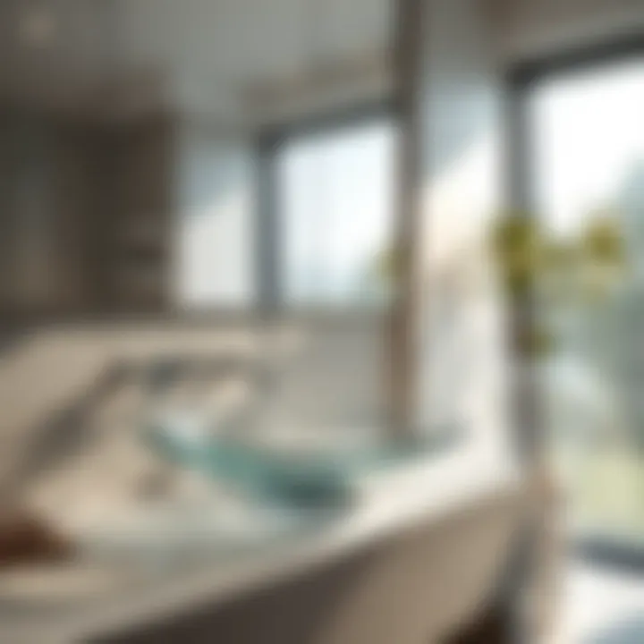 Elegant Glass Basin in a Modern Bathroom Elegant bathroom featuring a modern glass basin