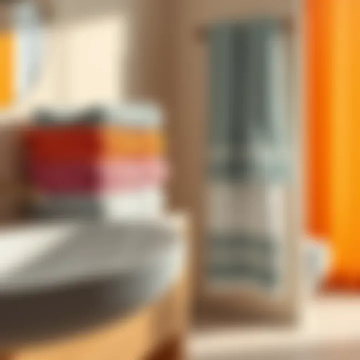 A beautifully coordinated color palette of towels enhancing bathroom decor