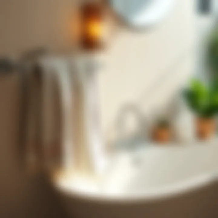 Serene bathroom ambiance featuring decorative towels