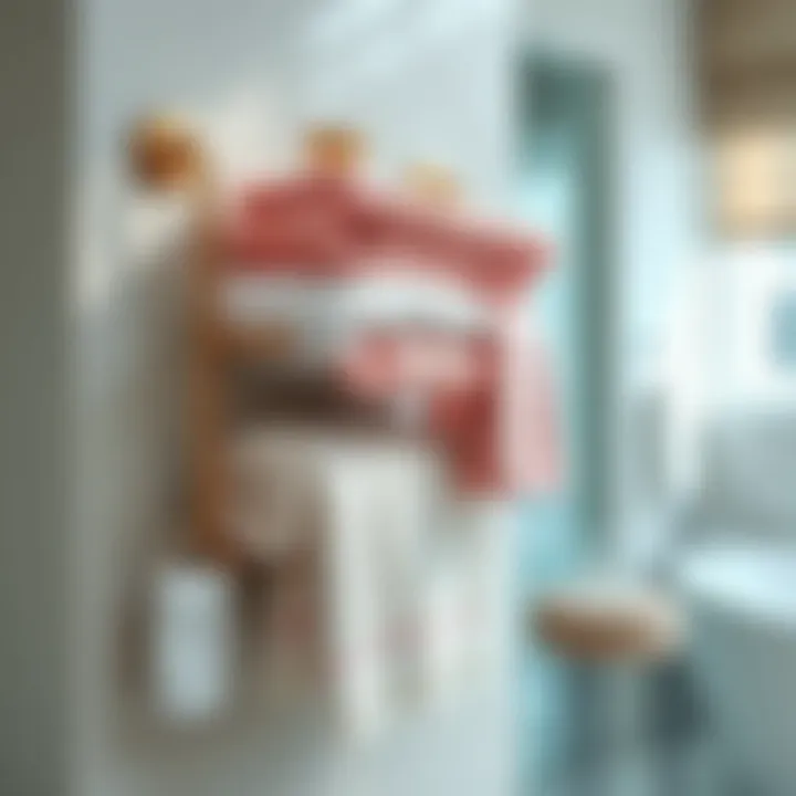 Stylish towel rack with creative arrangement of towels