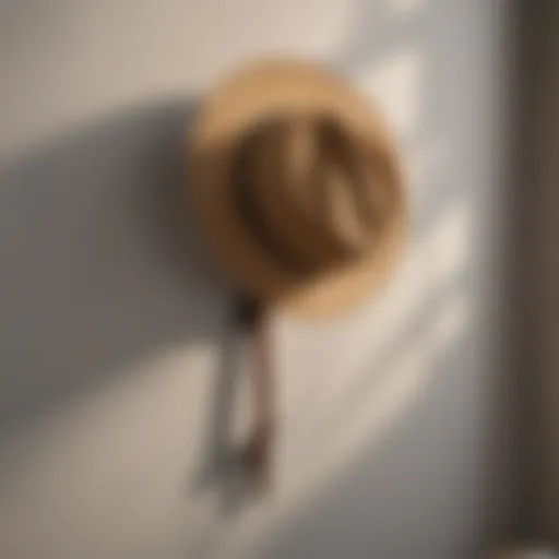 Elegant wooden hat rack in a modern bedroom