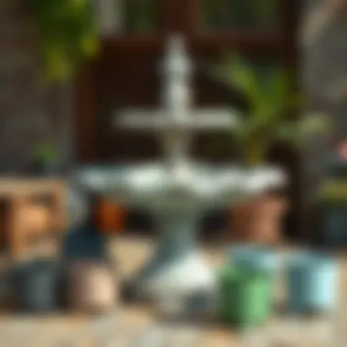 Display of various paint types suitable for concrete surfaces