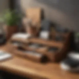 Elegant wooden desktop organizer with compartments