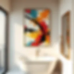Elegant bathroom wall art featuring abstract designs