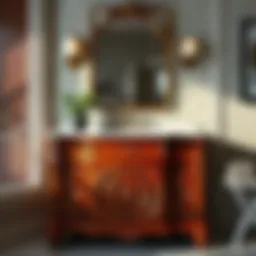 Elegant 24-inch wood bathroom vanity showcasing intricate detailing